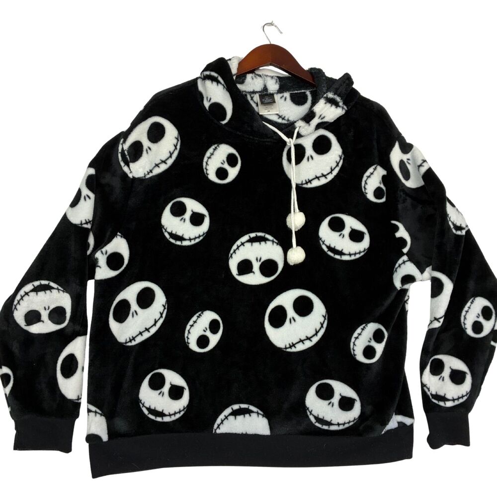 Disney Nightmare Before Christmas Jack Skellington Plush Hoodie Black 3X